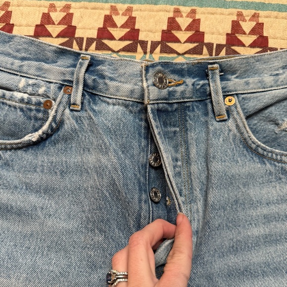 Agolde Distressed high rise Denim Women Shorts size 29 - Picture 3 of 7